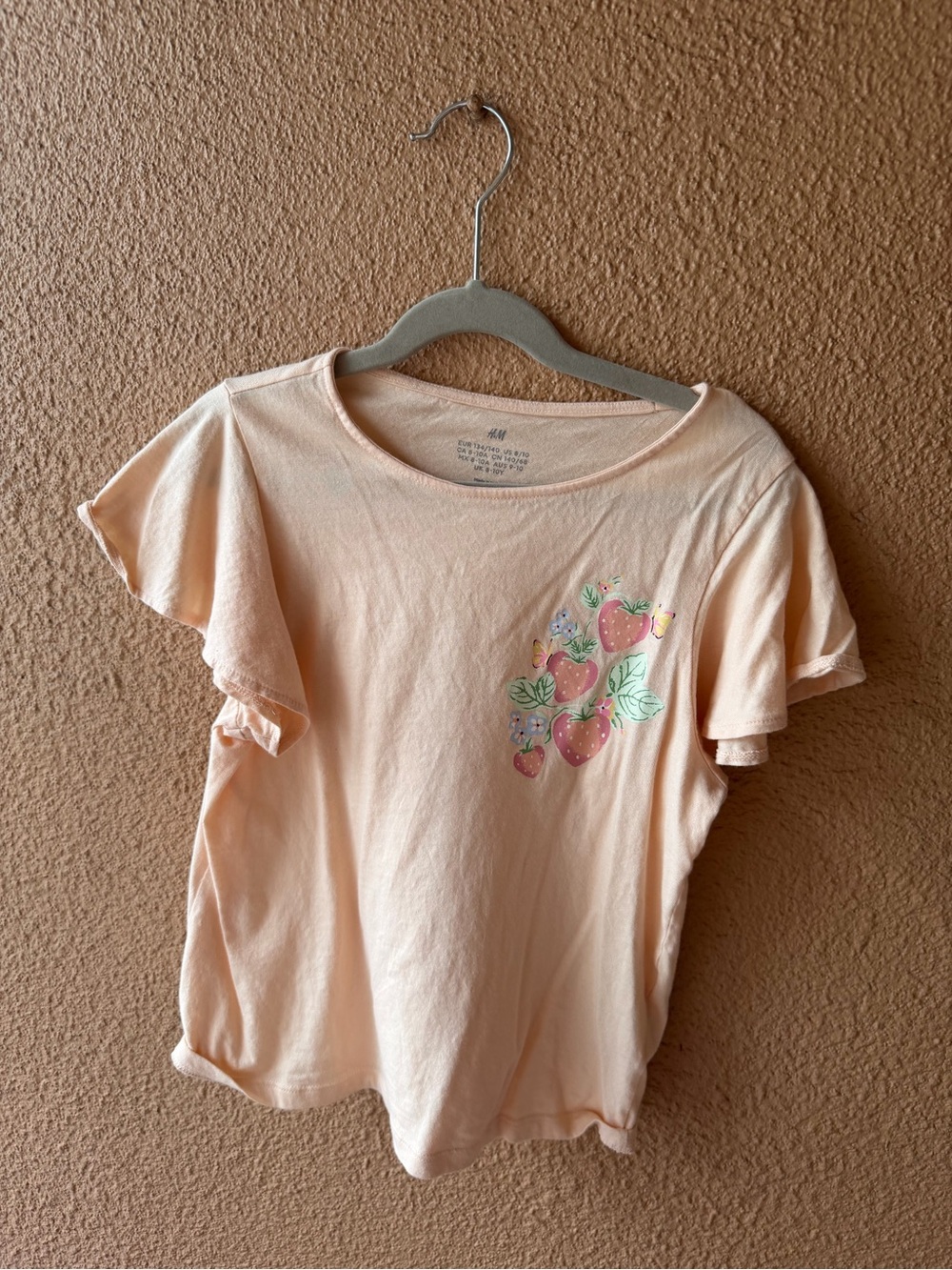 H&M Peach Short-Sleeve Tee with Strawberry Cluster